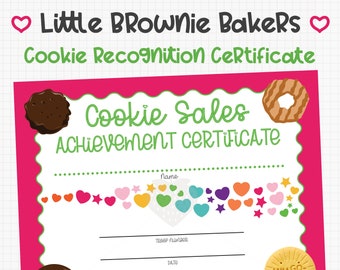LBB Cookie Sales Achievement Certificate Printable Download Girl Scouts Inspired PDF