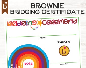 NEW Brownies Troop Bridging Ceremony Certificate Fillable Girl Scouts Inspired