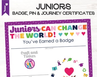 2024 Complete Set of GS Junior Badge, Pin and Journey Certificates Girl Scouts inspired PDF