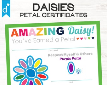 Girl Scouts Inspired Daisy Petal & Leaf Certificates strawjenberry Printable PDF Daisies