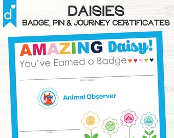 2024 Girl Scouts Inspired Daisies Badge, Journey & Pin Completion Certificates PDF Daisy