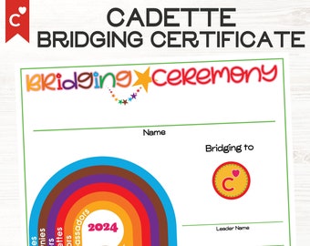 Cadettes Troop Bridging Ceremony Certificate Fillable Girl Scouts Inspired PDF