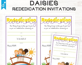 NEW Daisies Troop Rededication Ceremony Invitations Fillable PDF Girl Scouts Daisy Inspired