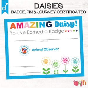 2024 Girl Scouts Inspired Daisies Badge, Journey & Pin Completion Certificates PDF Daisy