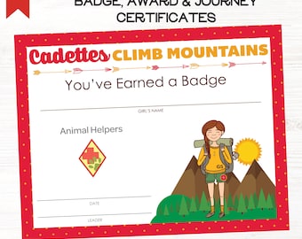 Certificados de insignia de cadete de Girl Scouts: Juego de insignias de viaje (PDF rellenable) Imprime 1 certificado por página