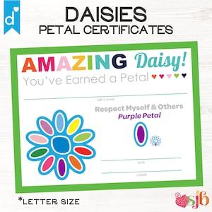 Girl Scouts Inspired Daisy Petal & Leaf Certificates strawjenberry Printable PDF Daisies