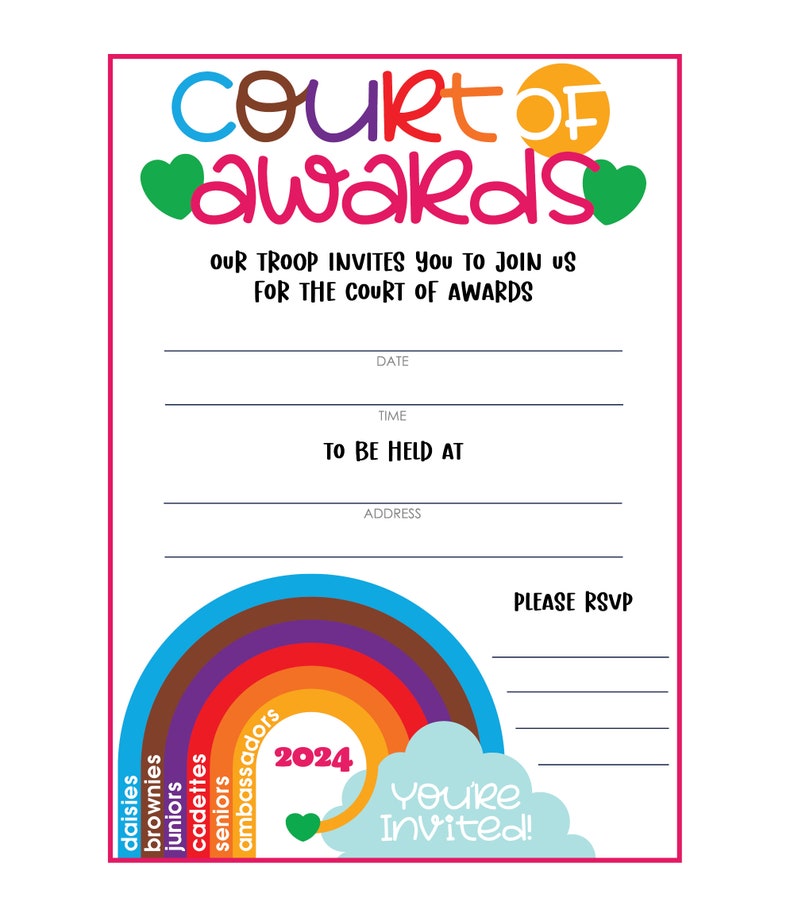 Troop Court of Awards Ceremony Invitation Girl Scouts Inspired PDF - Etsy