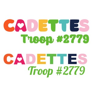 Personalized Cadette Troop Logo 2 Styles Cadettes Girl Scouts Inspired JPG PNG