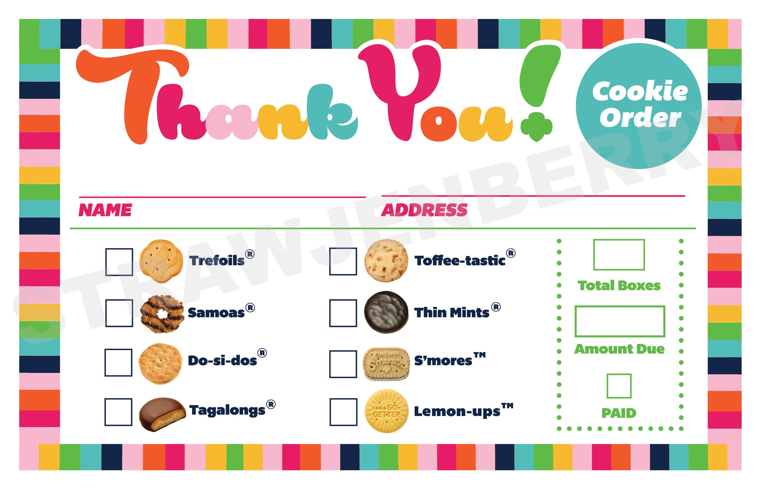 LBB Cookie Thank You Receipt Printable Download 2 UP Girl Etsy Australia