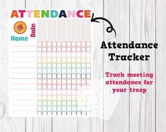 Meeting Attendance Tracker Single Page Leader Planner Girl Scouts Inspired