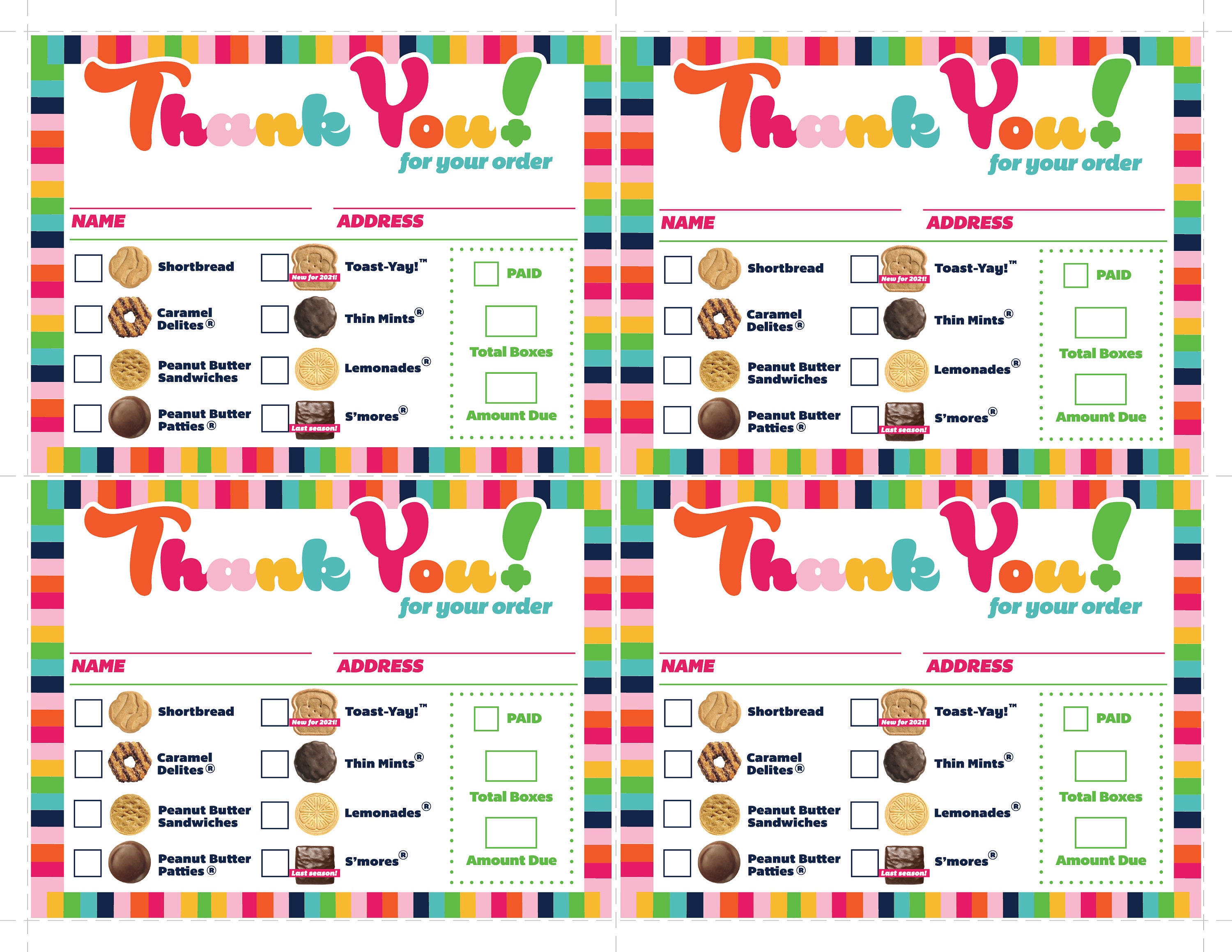 ABC Cookie Thank You Receipt Printable Download Girl Scouts Inspired 4