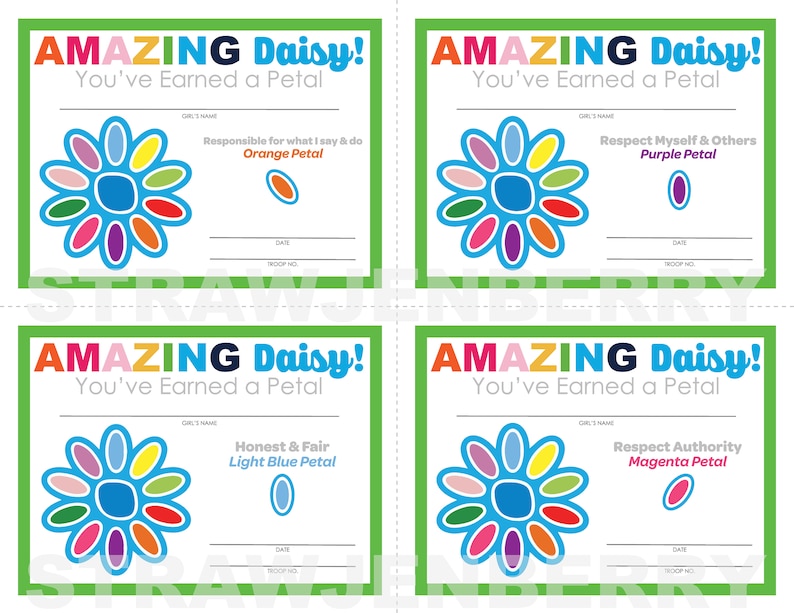complete-set-of-daisy-petal-leaf-certificates-fillable-4-up-etsy
