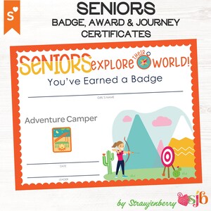 Girl Scout Senior Badges Zertifikate, kompletter Satz ausfüllbar PDF (2025 Style 1)