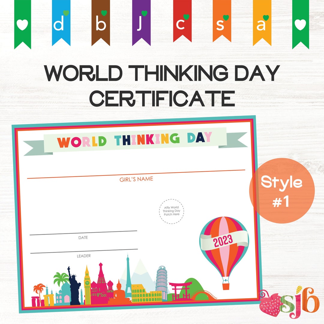 World Thinking Day Badge Patch Fillable Certificate Style 1 Etsy