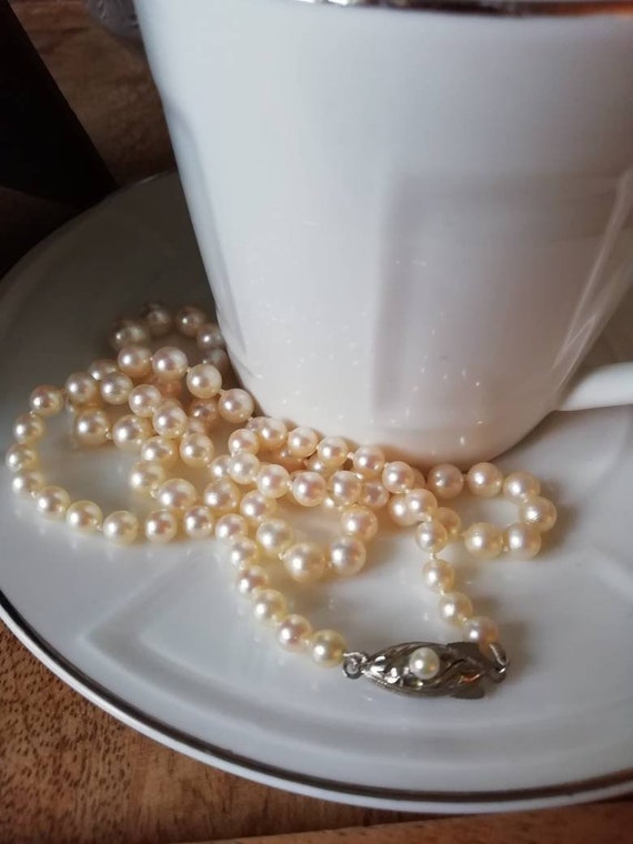 Vintage Cultured Pearl Necklace, Bridal Pearl, Bea