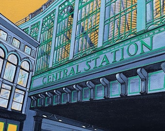 Glasgow Central, Fine Art Print - Yellow