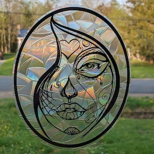 Sugar Skull Suncatcher - Rainbow Window Cling Decal - Day of The Dead Sun Catcher - Casts Rainbows - Static Cling - Avoid Bird Collisions