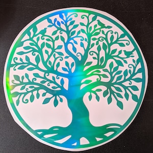 Décalcomanie holographique arbre de vie - Sticker - Résistant à l'eau et aux intempéries - Couleurs variables - Skins électroniques