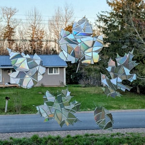 Blatt Suncatcher Aufkleber - Wiederverwendbare Fensteraufkleber Sonnenfänger - Regenbogenmacher - Statische Haftaufkleber - Herbst - Herbst - Vogelstreiks vermeiden
