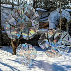 Attrape-soleil feuille de Monstera - Stickers réutilisables pour fenêtre - Stickers fenêtre Rainbow Maker - Adhésif statique - attrape-soleil - Evitez les impacts d'oiseaux