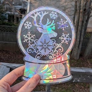 Globe attrape-soleil renne - arcs-en-ciel - flocon de neige autocollant pour fenêtre - décoration des fêtes - Noël - attrape-soleil - évitez les impacts d'oiseaux
