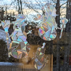 Conjuntos de apanhadores de sol e adesivos de janela de boneco de neve - Projeta arco-íris - Adesivos de janela estáticos - Apanhadores de sol - Evite colisões de pássaros - Boneco de neve