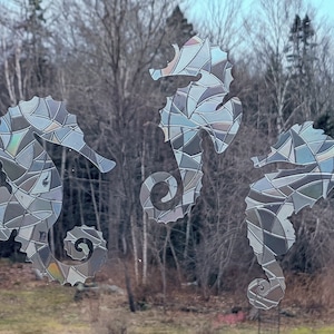 Seahorse Suncatcher Window Clings - Reusable Rainbow Maker Stickers - Static Window Film - Sun Catcher - Boho Decor - Avoid Bird Collisions
