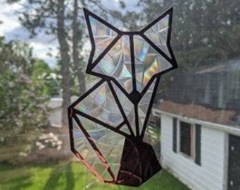 Fox Suncatcher Decal - Reusable Window Cling Sticker - Rainbow Maker - Static Cling - Prism - Sun Catcher - Geometric - Avoid Bird Strikes