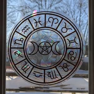 Zodiac Wheel Suncatcher - Reusable Rainbow Maker Decal - Window Cling Sticker - Astrology Sun Catcher - Zodiac - Horoscope - Witchy - Wicca