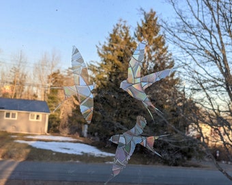 Bird Window Suncatchers - Swallows - Reusable Rainbow Maker - Static Window Cling Decals  - Sun Catcher Stickers - Avoid Bird Collisions
