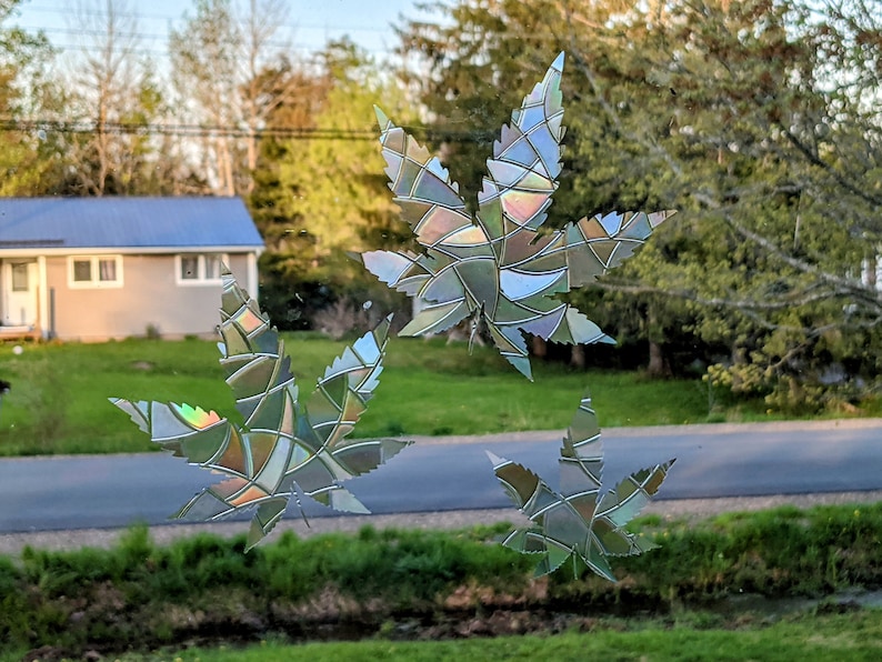 Weed Leaf Rainbow Window Cling Decal Sets Casts Rainbows Etsy
