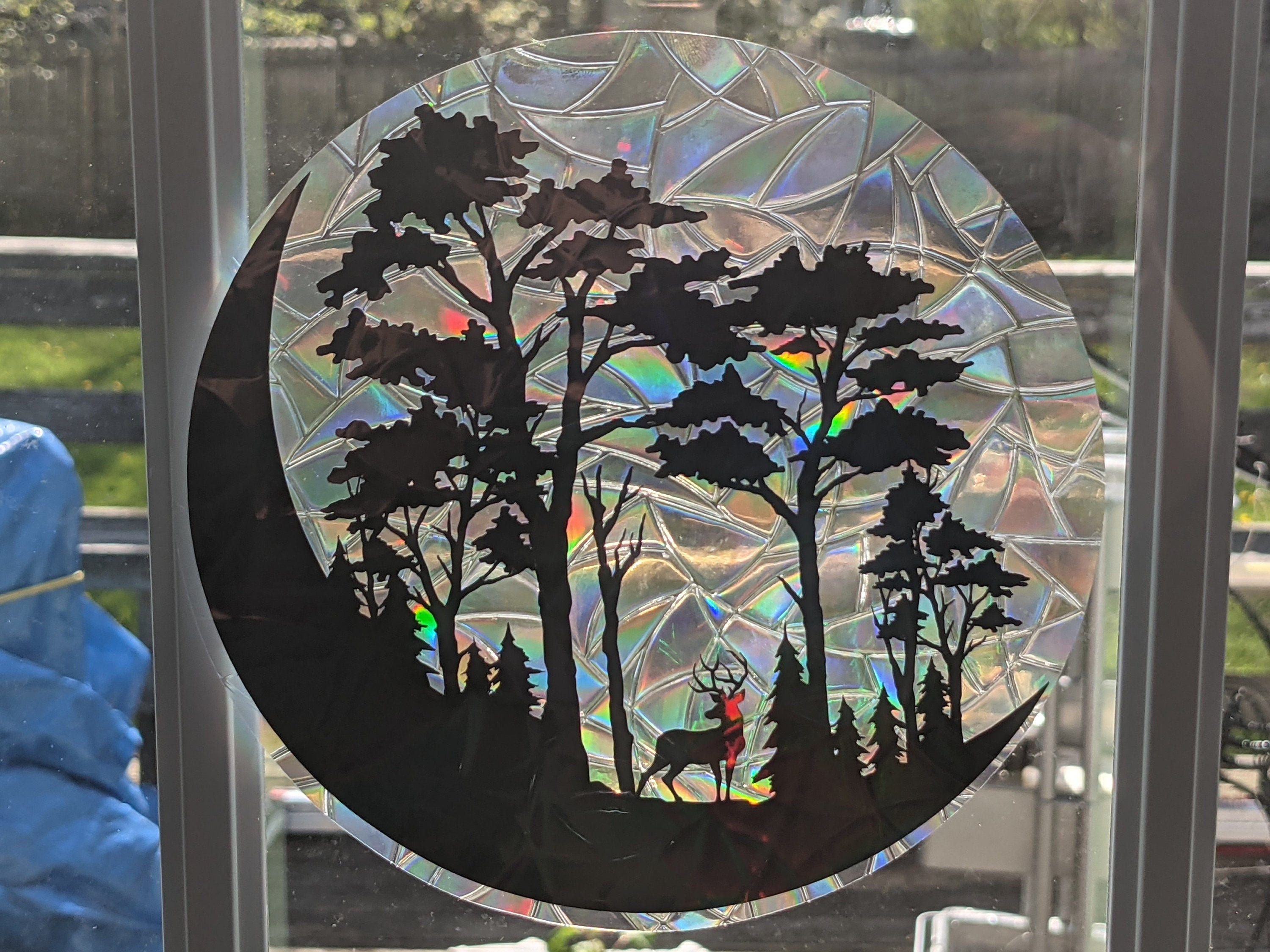 ColorfulHall Rainbow Window Privcy Film Stained Glass Window Film : Holographic Window Sticker 3D Decorative Window Vinyl No Glue Static Clin