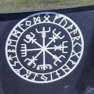 Sticker Vikingkompas - sticker Noordse kompas - sticker Vegvisir Viking - Vegvisir Rune Circle Viking - holografische of matte opties beschikbaar