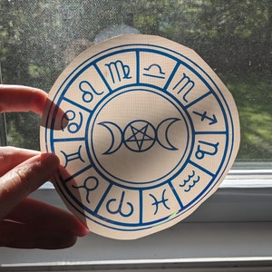 Zodiac Wheel Sticker - Decal - Zodiac Signs - Astrology - Goddess - Car Decal - Electronic Skin - Holographic