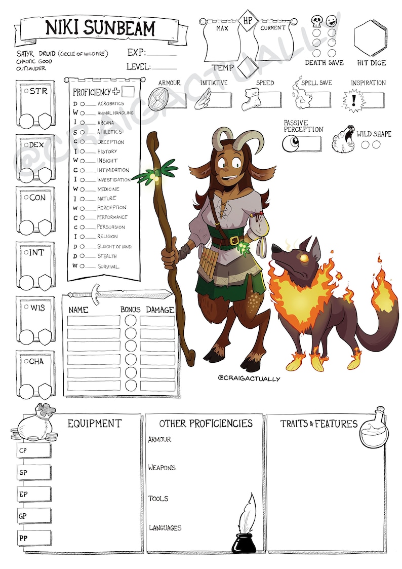 D&D Character Art Commission and DnD custom character sheet image 4