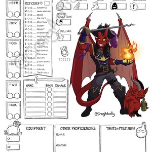 D&D Character Art Commission and DnD custom character sheet image 2