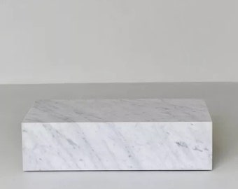 White Carrara Marble plinth coffee table/solid marble coffee table/genuine marble low coffee table