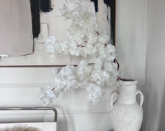 Artificial white cherry Blossom Branch with Realistic Faux Flowers for Home Décor and DIY Projects