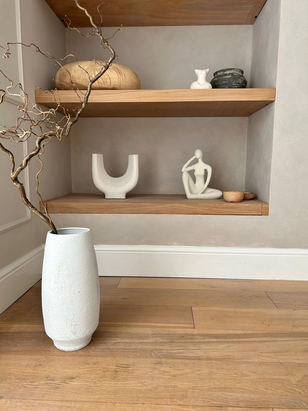 Lava Tall White Floor Vase Stone White Vase Large White Etsy