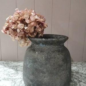 Bali grey vintage effect stone vase image 1