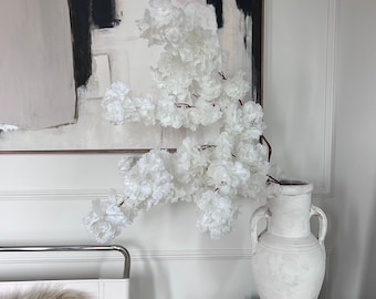 Artificial Cherry Blossom Branch with Realistic Faux Flowers for Home Décor and DIY Projects