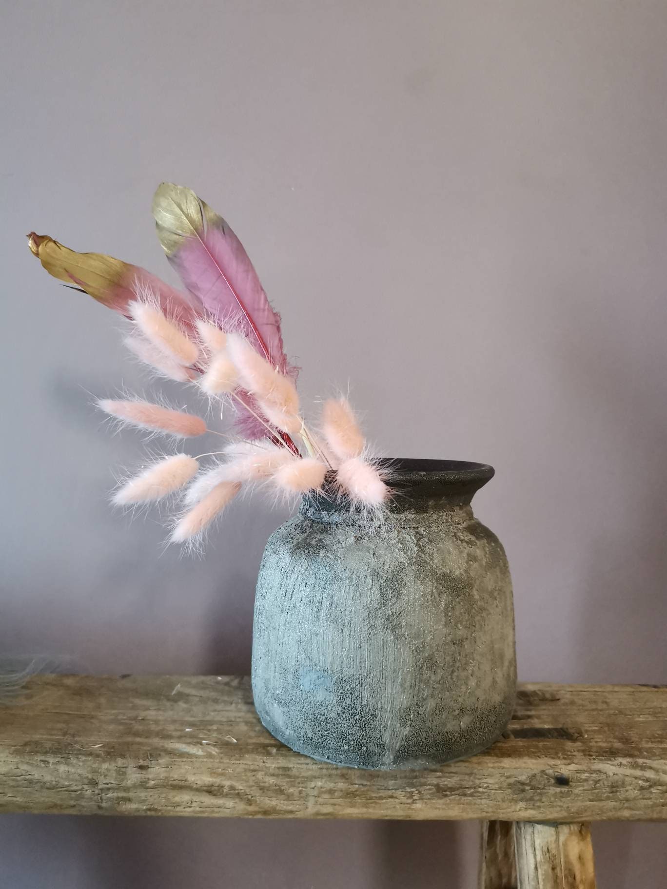 Bali light grey vintage effect stone vase Etsy