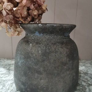 Bali grey vintage effect stone vase image 2