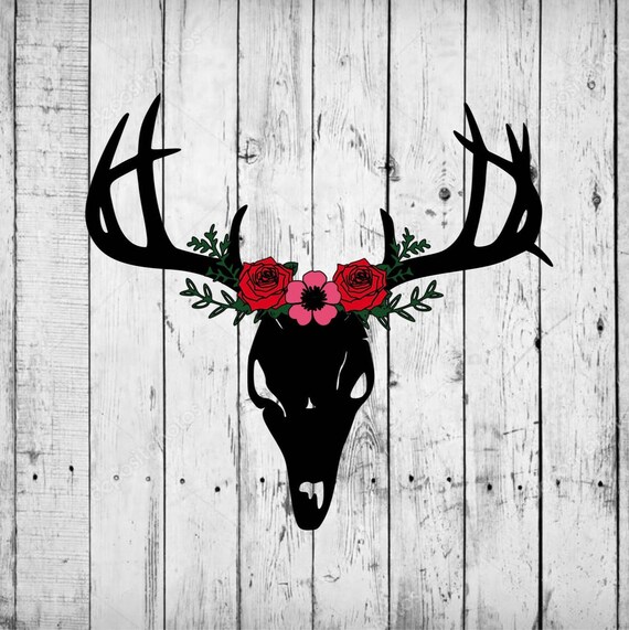 Download Rustic Floral Deer Silhouette Svg Vector Etsy