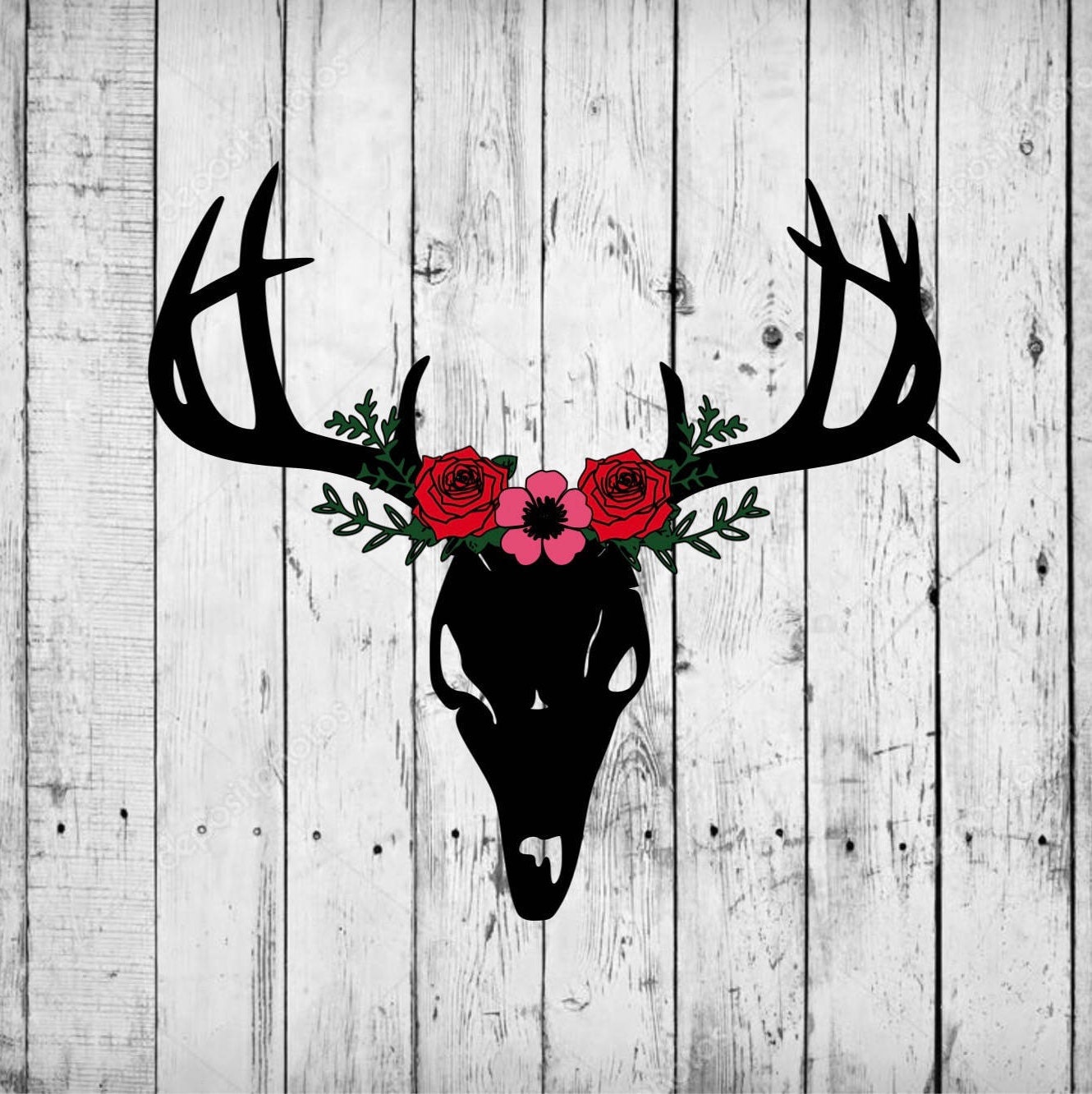 Download Rustic Floral Deer Silhouette Svg Vector Etsy