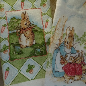 Baby Cecil Saydah VINTAGE  TWINS Long Towel BIB ! Peter Rabbit -Beatrix Potter