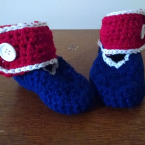 Crocheted Baby Booties Booties for Boys or Booties for Girls Baby Gift Straight Contrast Edge Boots