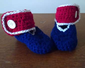 Gehäkelte Baby Booties Booties für Jungen oder für Mädchen Baby Geschenk gerade Kontrast Edge Stiefel Booties