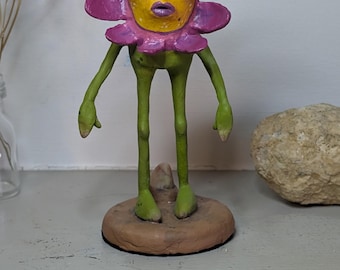 Daisy: original whimsical paper clay flower sculpture