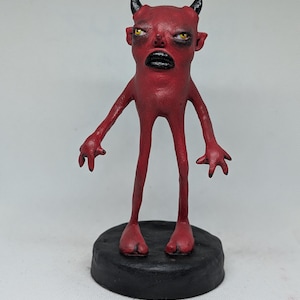 Demon sculpture, devil doll, devil art, Satan art, lowbrow art, weird art, pop surrealism, dark art, creepy cute devil, demon figurine,